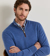 Autumn Crest Suede Trim Quarter-Zip in Crown Blue by Peter Millar