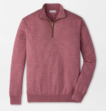 Autumn Crest Suede Trim Quarter-Zip in Dusty Rose by Peter Millar