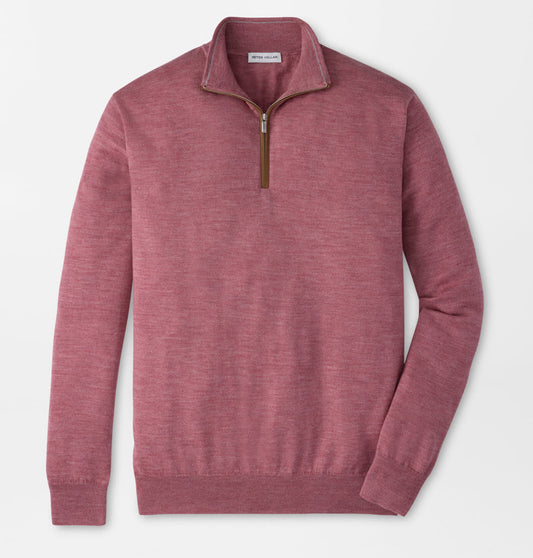 Autumn Crest Suede Trim Quarter-Zip in Dusty Rose by Peter Millar