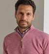 Autumn Crest Suede Trim Quarter-Zip in Dusty Rose by Peter Millar