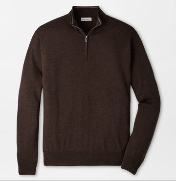 Autumn Crest Suede Trim Quarter-Zip in French Press by Peter Millar