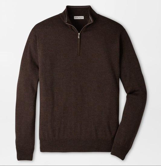 Autumn Crest Suede Trim Quarter-Zip in French Press by Peter Millar