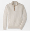 Autumn Crest Suede Trim Quarter-Zip in Ivory by Peter Millar
