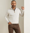 Autumn Crest Suede Trim Quarter-Zip in Ivory by Peter Millar