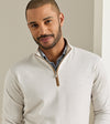 Autumn Crest Suede Trim Quarter-Zip in Ivory by Peter Millar