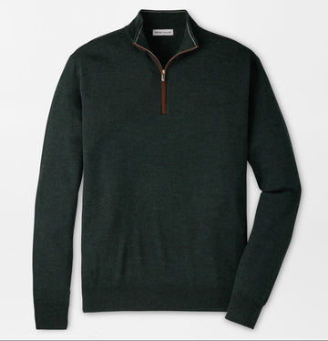 Autumn Crest Suede Trim Quarter-Zip in Pine Brook by Peter Millar