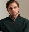 Autumn Crest Suede Trim Quarter-Zip in Pine Brook by Peter Millar