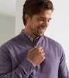 Autumn Crest Suede Trim Quarter-Zip in Purple Fig by Peter Millar