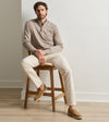 Autumn Crest Suede Trim Quarter-Zip in Stone by Peter Millar