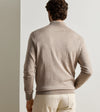 Autumn Crest Suede Trim Quarter-Zip in Stone by Peter Millar