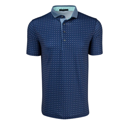 Ghost Dreamer Short Sleeve Polo in Maltese Blue by Greyson