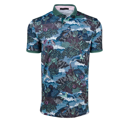 In The Waves Short Sleeve Polo in Shadow Multi by Greyson