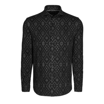 Desert Code Fleece Knit Shirt in Shepherd Black by Greyson