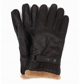 Leather Utility Gloves in Brown by Barbour