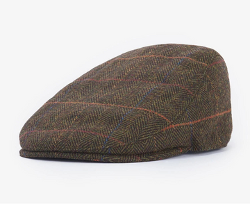 Cheviot Flat Cap in Olive Herringbone by Barbour