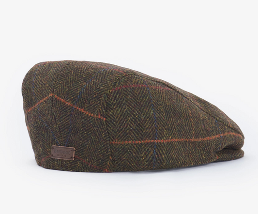Cheviot Flat Cap in Olive Herringbone by Barbour