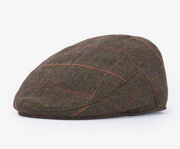 Wilkin Flat Cap in Olive Herringbone by Barbour