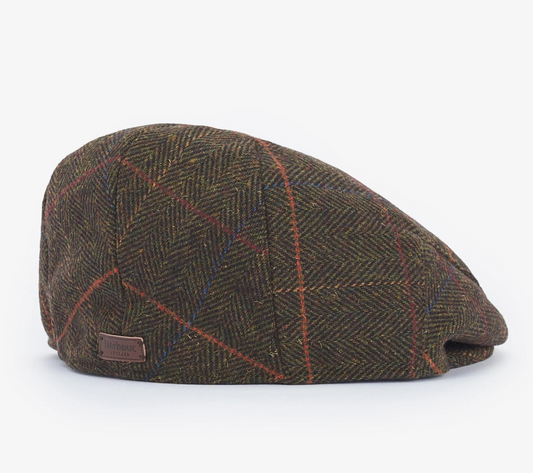 Wilkin Flat Cap in Olive Herringbone by Barbour