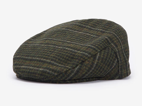 Wilkin Flat Cap in Olive Check by Barbour