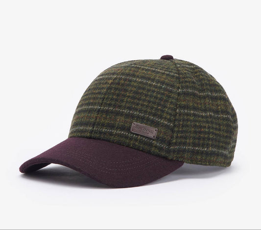 Clyde Sports Cap in Brown-Olive Plaid by Barbour