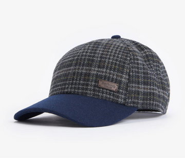 Clyde Sports Cap in Navy-Grey Plaid by Barbour