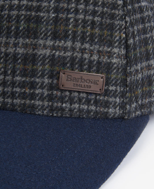 Clyde Sports Cap in Navy-Grey Plaid by Barbour