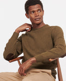 Essential Patch Crew Neck Jumper in Willow Green by Barbour