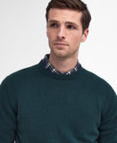 Essential Patch Crew Neck Jumper in Evergreen by Barbour