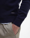 Essential Crewneck Jumper in Classic Navy by Barbour