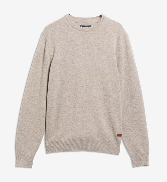 Essential Crewneck Jumper in Stone by Barbour
