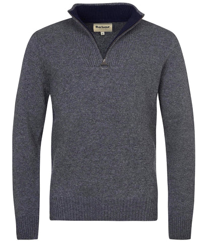 Nelson Essential Half-Zip Jumper in Storm Grey by Barbour