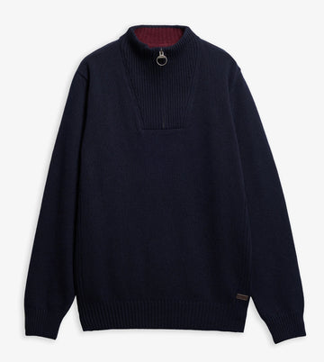 Nelson Essential Quarter-Zip Jumper in Classic Navy by Barbour