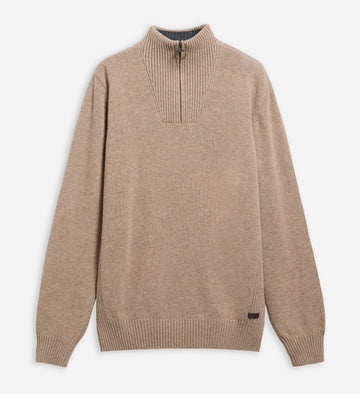 Nelson Essential Quarter-Zip Jumper in Stone by Barbour