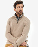 Nelson Essential Half Zip Sweater in Stone by Barbour