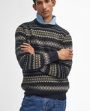 Case Fairisle Crew Neck Jumper in Black Marl by Barbour