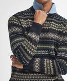 Case Fairisle Crew Neck Jumper in Black Marl by Barbour