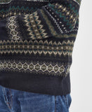 Case Fairisle Crew Neck Jumper in Black Marl by Barbour