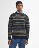 Case Fairisle Crew Neck Jumper in Black Marl by Barbour