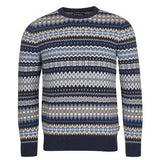 Case Fairisle Crew Neck Sweater in Midnight by Barbour