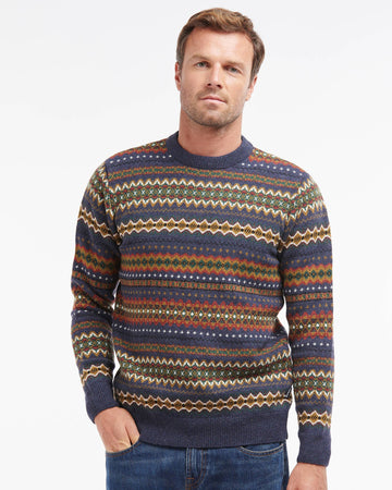 Case Fair Isle Jumper in Navy Marl by Barbour