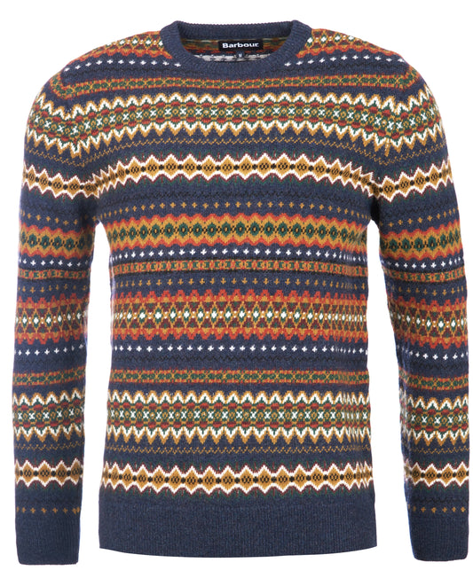 Case Fair Isle Jumper in Navy Marl by Barbour