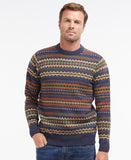 Case Fairisle Crew Neck Sweater in Navy Marl by Barbour