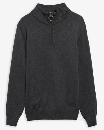 Cotton Quarter-Zip Jumper in Charcoal by Barbour