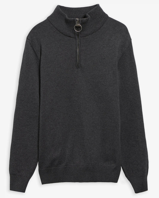 Cotton Quarter-Zip Jumper in Charcoal by Barbour