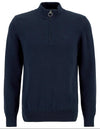 Cotton Quarter-Zip Jumper in Navy by Barbour
