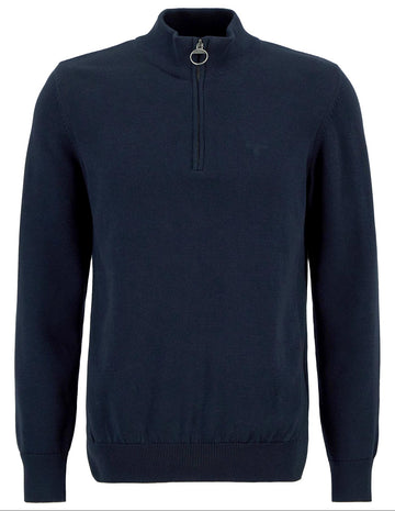 Cotton Quarter-Zip Jumper in Navy by Barbour