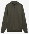 Cotton Quarter-Zip Jumper in Olive Marl by Barbour