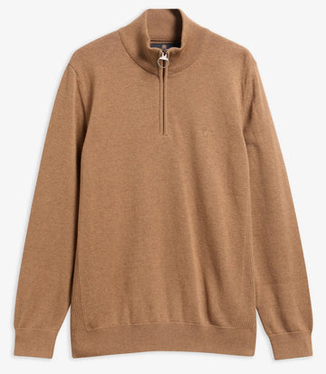 Cotton Quarter-Zip Jumper in Sandstone by Barbour