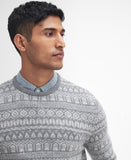 Stonebeck Fairisle Crew Neck Jumper in Grey Marl by Barbour