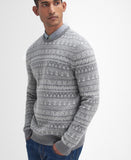 Stonebeck Fairisle Crew Neck Jumper in Grey Marl by Barbour